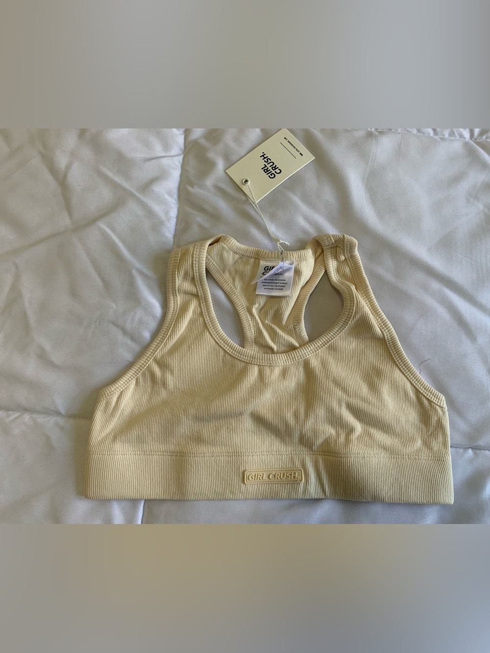Ribbed Racerback Bralette in Pale Yellow